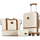 Joyway Carry On Luggage 20 Inch Expandable Suitcase with Spinner Wheel, 3 Piece Hard Shell Luggage Set with TSA Lock(White)