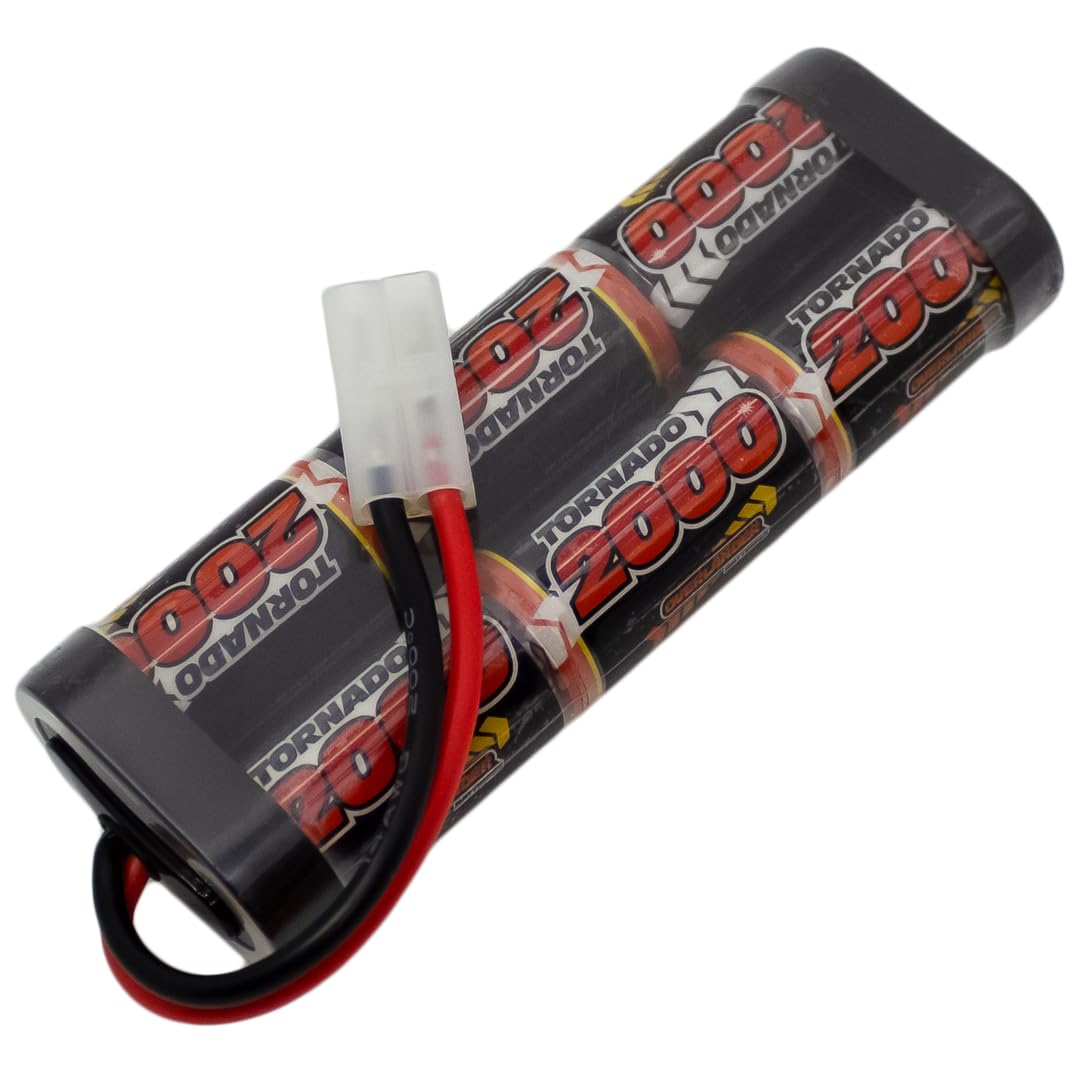 Overlander Batteries 2000mAh 7.2V NiMH RC Car Battery Pack with Tamiya Plug for Remote Control Cars, Buggies, Monster Trucks and RC Models - High Capacity, Low Self-Discharge, Rechargeable Batteries