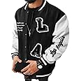 SOLY HUX Men's Varsity Jacket Letterman Bomber Jackets Color Block Long Sleeve Baseball Lightweight Coat