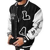 SOLY HUX Men's Varsity Jacket Letterman Bomber Jackets Color Block Long Sleeve Baseball Lightweight Coat