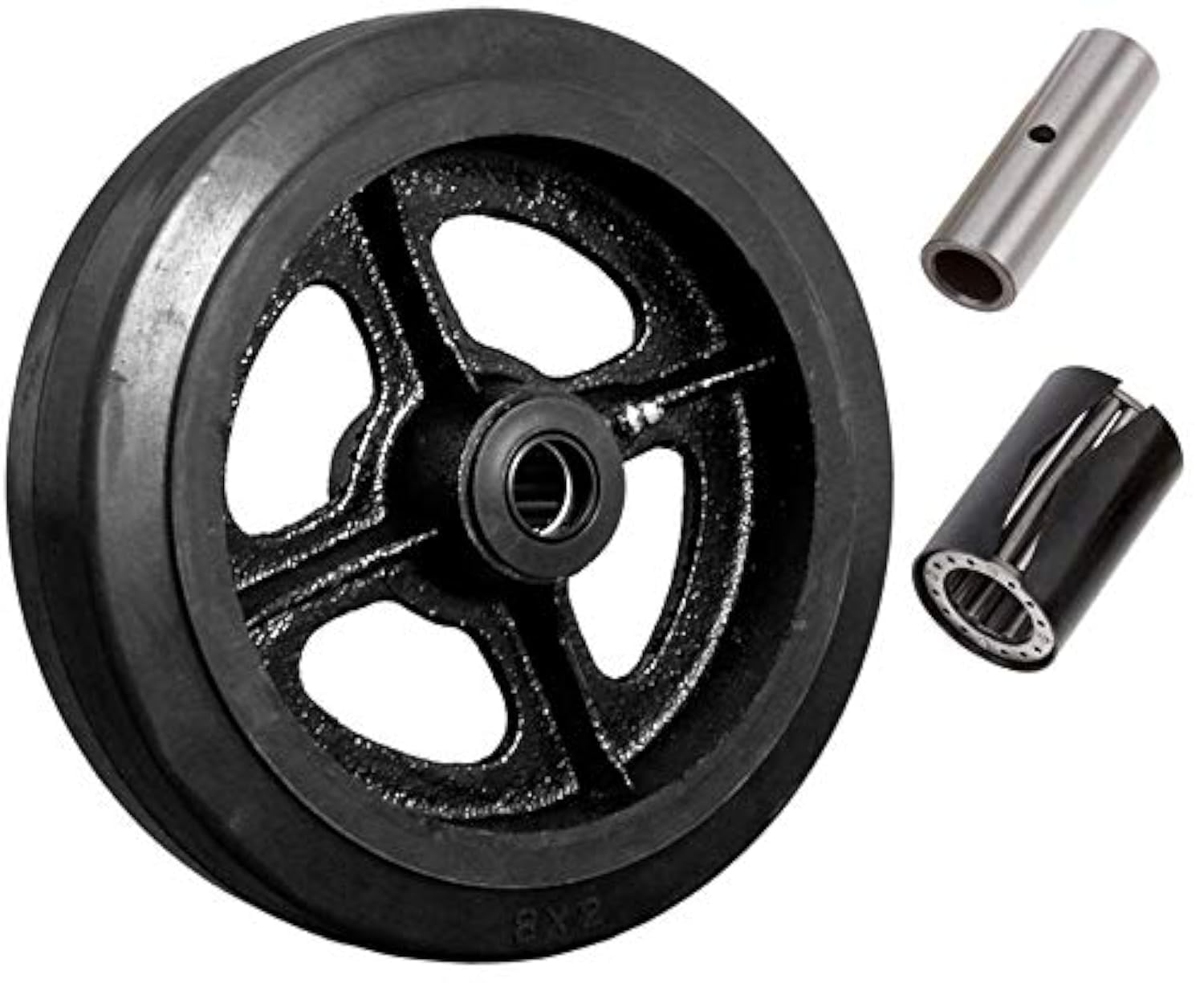 Photo 1 of CasterHQ 8" X 2" RUBBER ON CAST IRON WHEEL - 650 LBS CAPACITY - Replacement Caster Wheel - Commercial/Industrial Application - 8 inch x 2 inch - Medium/Heavy Duty