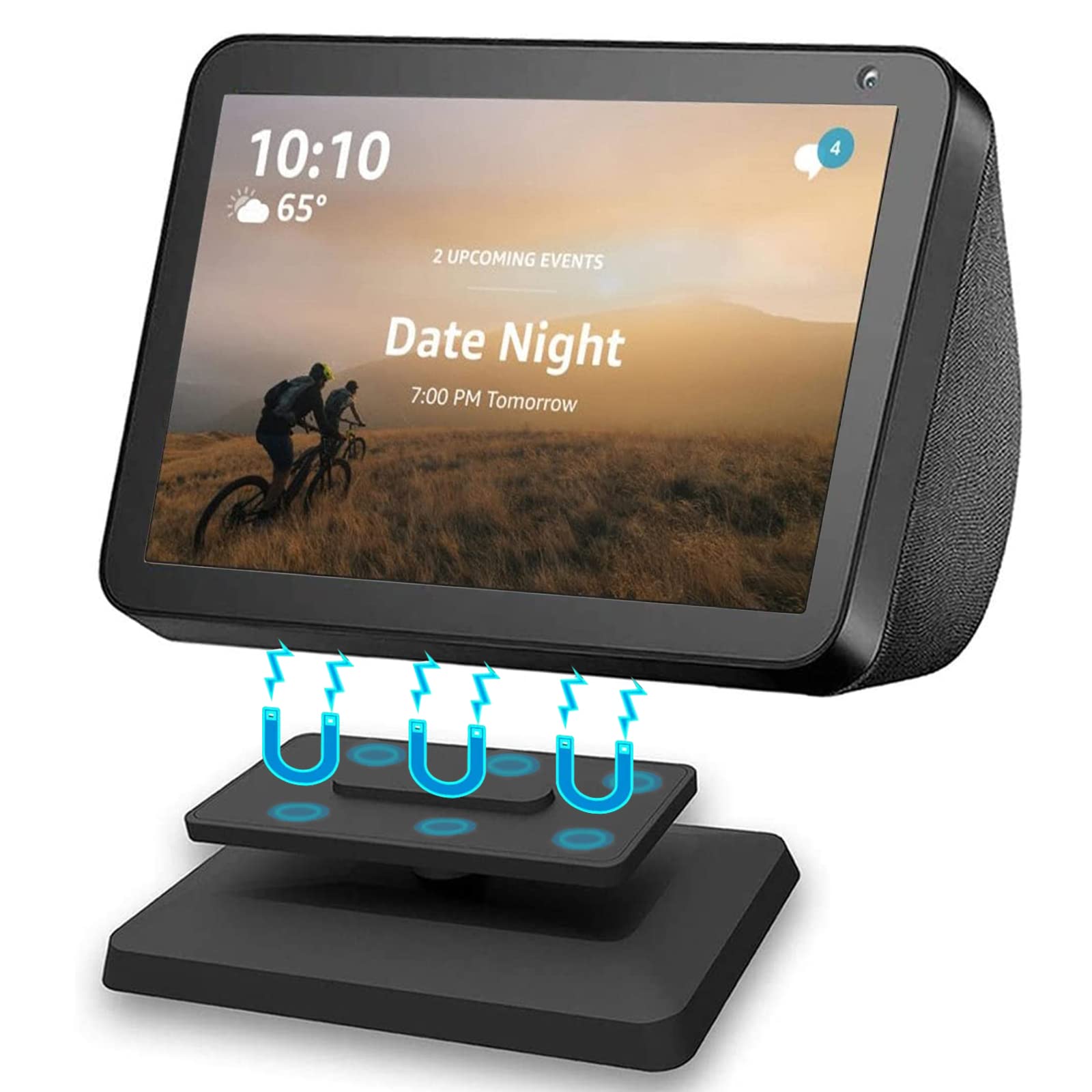 Miimall Compatible with Echo Show 8 2nd Gen Echo Show 8 1st Gen Adjustable Stand, Swivel & Tilt, Rotatable Magnetic Anti-Slip Holder/Base/Stand for Echo Show 8 Accessories-Black