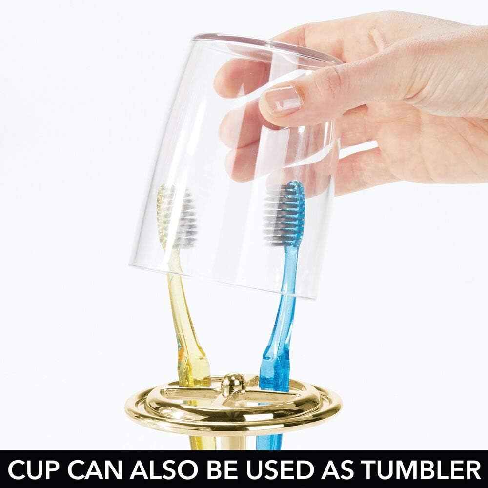 mDesign Portacepillos con vaso para enjuague bucal Vaso para cepillo de