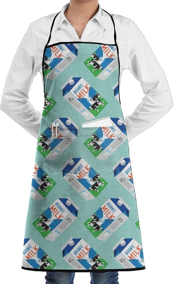 KDSBW Concise Milk Unisex Aprons Cute Kitchen Apron