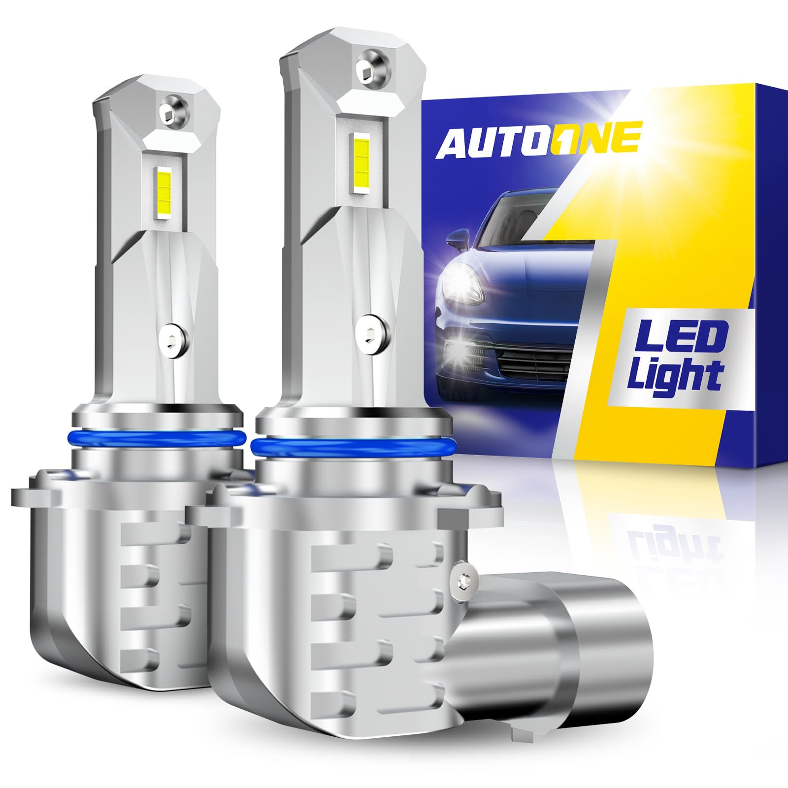 AUTOONE HB3 9005 Light Bulbs, Fanless No Flicker 30000LM 6000K Fog Lights Canbus, 10YR Lifespan, Pack of 2 Image