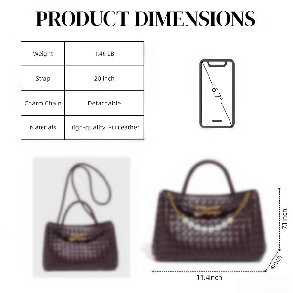 WOVEN TOTE BAG FOR WOMEN WITH REMOVABLE PEARL CHAIN VEGAN LEATHER WOVEN PURSE MEDIUM TOP-HANDLE HANDBAGS DESIGNER BAGS