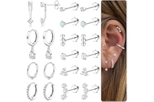 MILACOLATO Hypoallergenic Flat Back Earrings 14K Gold Plated Cartilage Earring Sets for Multiple Piercing 20G Surgical Stainless Steel Earrings for Women Trendy Earring Stacks Small Hoop Flatback Stud Earrings