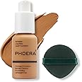 PHOERA Foundation Makeup, Flawless Soft Matte Oil Control Liquid Foundation, Full Coverage Mattle Oil-Control Concealer for Older Women, Great Choice For Gift (#106 Warm Sun)