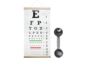 CUALFEC Eye Chart,Eye Exam Chart,Snellen Eye Chart Snellen Eye Chart,Eye Chart with Pinhole Eye Occluder 20 Feet Optical Eye Test Reusable Wooden Frame Canvas Eye Chart for Kids and Adults