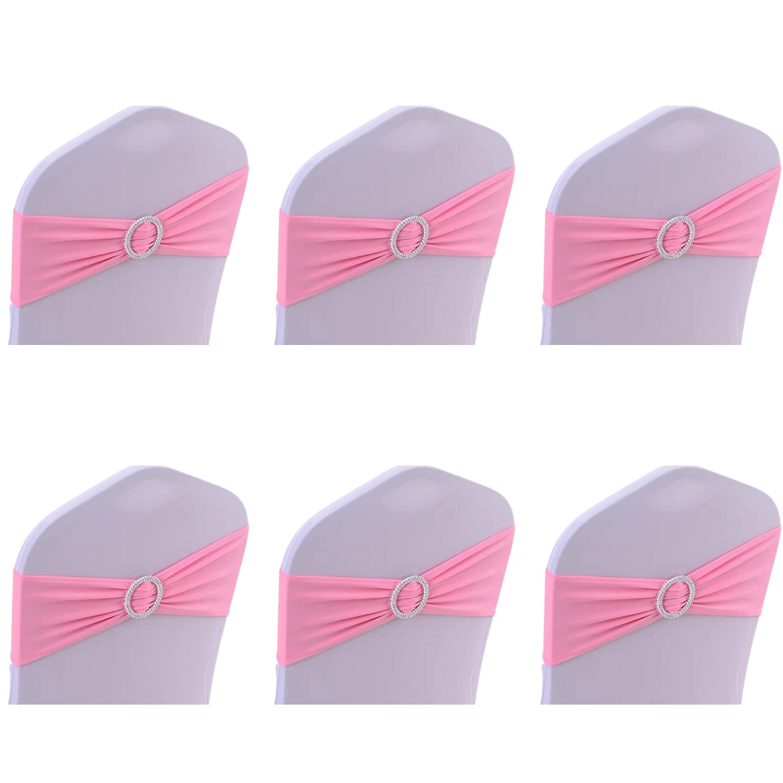 CHENGZI Pack of 6 Party Decoration Satin Chair Sashes, Satin Tie Soft Chair Sash Ribbon for Wedding, Banquet, Birthday, Event Decoration