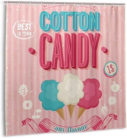 Zuckerwatte Werbung Plakat Design Alter Look Suss Und Flauschig Leckere Aromen Home Decoration Duschvorhang 60inx72in Amazon De Kuche Haushalt