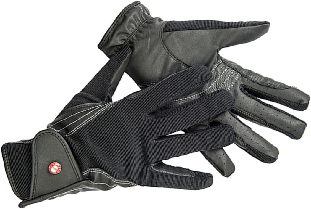 HKM Women's Riding Gloves Professional Faux Leather Winter Gloves, Womens, Reithandschuh -Professional Lederimitat Winter, black, M