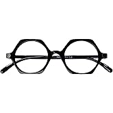 Eyekepper Small Hexagon Glasses for Women Reading - Mini Octagon Reading Eyeglasses Odd Readers Men - Black +3.00
