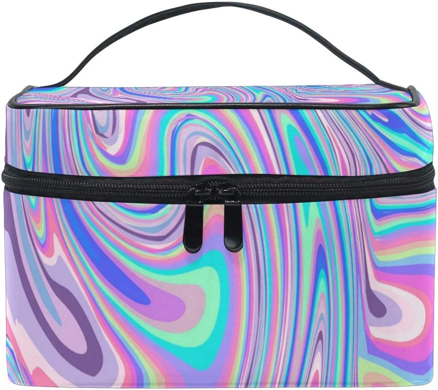 NASEN Portable Hanging Large Makeup Travel Bag Waterproof Toiletry Organizer Cosmetic Bag Holographic Rainbow Foil
