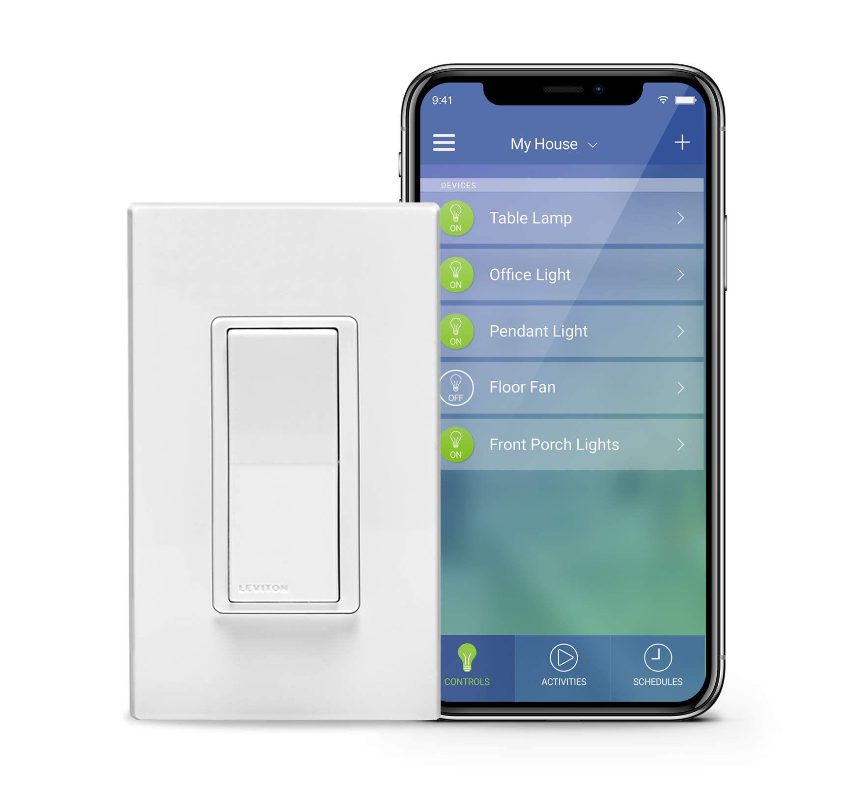 Leviton DW15S1BZ Decora Smart WiFi 15A LED/Incandescent Switch, No