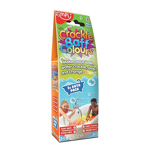 Zimpli Kids - Crackle Baff 3 Bath Pack, Magically makes your water Crackle, Pop & Change Colour, Birthday Gifts for Children, Sensory & Messy Bath Toy