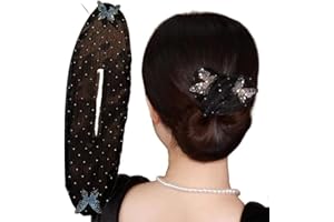 NEREIDS NET Hand Embroidered Flowers Deft Bun,Deft Bun Hair Twister,Ball Hair Clip,Flower Hair Bun Roller,Sheer Fabric Hair Bun Maker for Long Thick Hair Accessories for Women Girls Butterfly