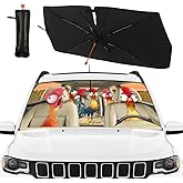 CHILL·TEK Funny Animals Car Windshield Umbrella, Rooster Sun Shade Umbrellas for Car Front Window,Block UV Rays Foldable Windshield Umbrella Sun Visor Protector-Keep Vehicle Cool for Most Vehicles