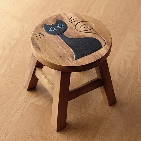 Amazon Co Jp 猫の木製ミニスツール かわいい 小さい椅子 観葉植物 花台 ミニテーブル 置き台 アジアン雑貨 子供椅子 ネコさん Maz5471 Home Kitchen