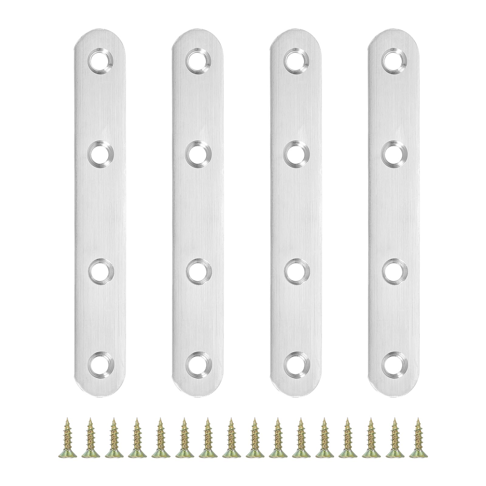 PATIKIL Stainless Steel Corner Braces 5.12 x 0.75 Inch,4 Pieces L Bracket Joint Right Angle Support Bracket L Shaped Corner Fasteners with Screws for Shelves, Silver — image 1