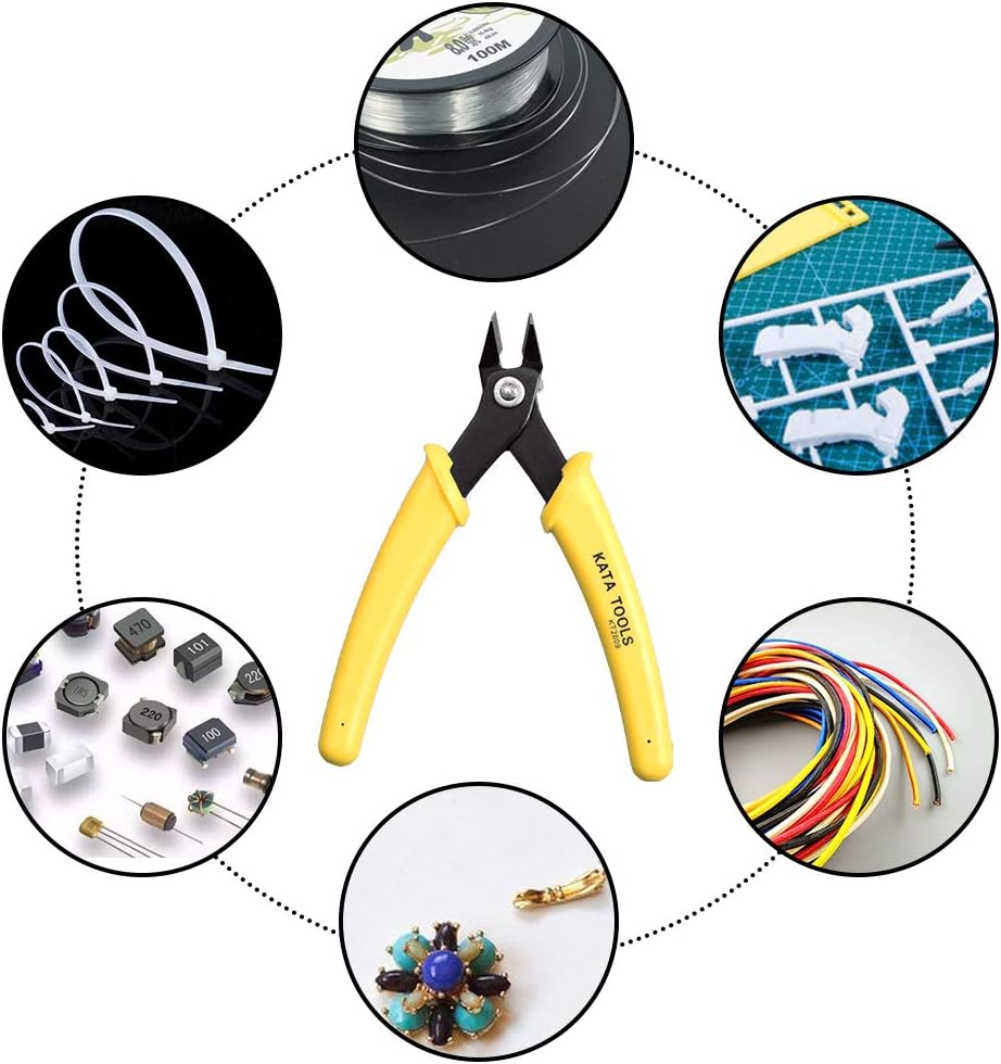 KATA 4.5 Inch Micro Wire Cutter, Precison Mini Flush Cutters and Clean Cut Pliers for Electronics, Model, Jewelry, Model Kits… - - 