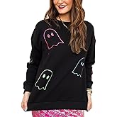 SOOKABEILA Women Y2K Halloween Sweatshirts Spooky Ghost Pumpkin Printed Pullovers Casual Crewneck Funny Holiday Outfits