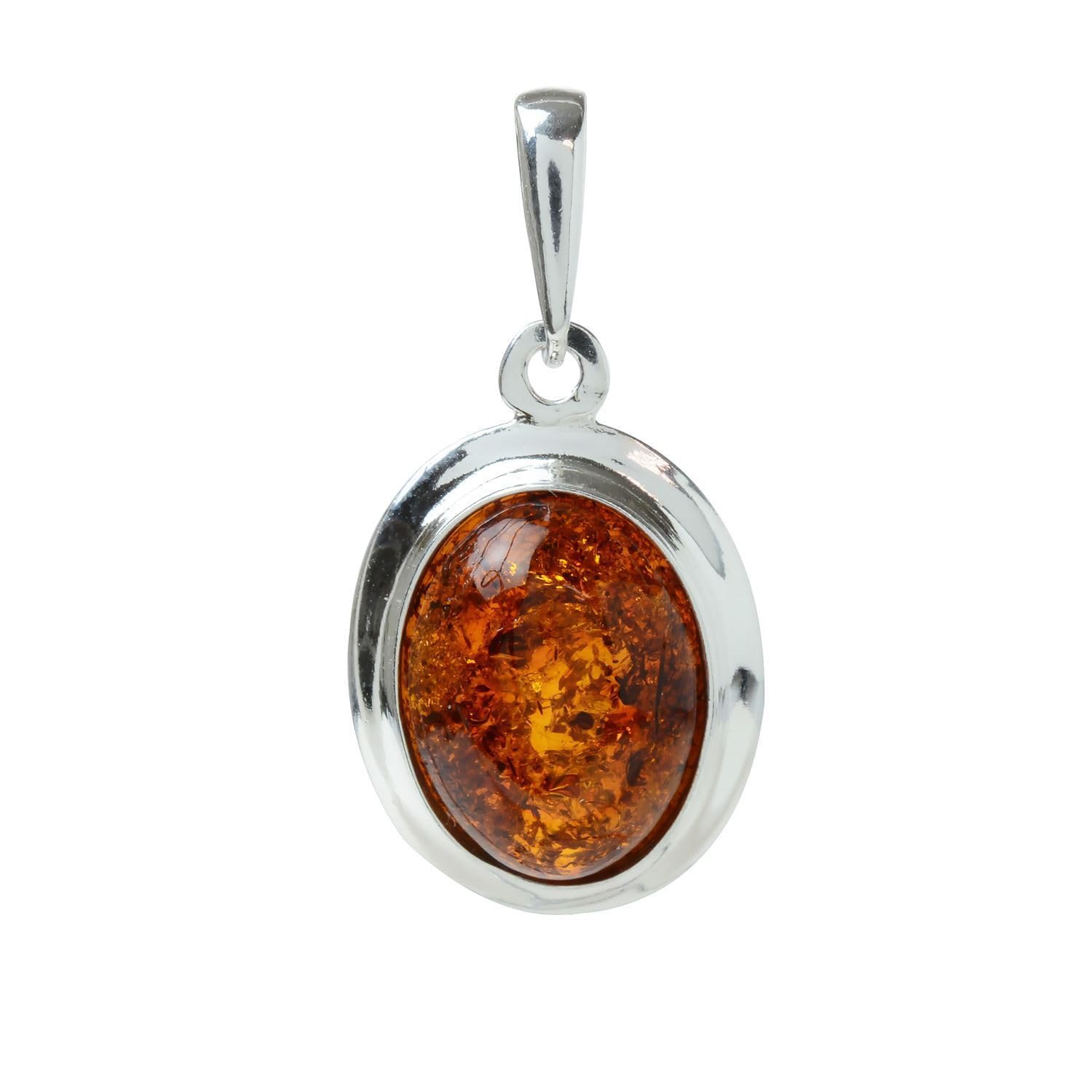 HolidayGiftShops Sterling Silver and Baltic Honey Oval Amber Pendant Aine