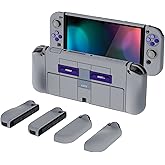 PlayVital AlterGrips Protective Slim Case for Nintendo Switch OLED, Ergonomic Grip Cover for Joycon, Dockable Hard Shell for Switch OLED w/Thumb Grip Caps & Button Caps