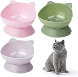 umorismo 3 Pcs Raised Cat Bowls Elevated Stand 15° Tilt Whisker Friendly view 1