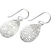 COSUMOSU Flower of Life Earrings 925 Sterling Silver – Sacred Geometry Dangle Drop Earrings for Women, Spiritual Jewelry Gift, Everyday Wear