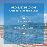 PRO ELEC PEL01008 Mains Extension Lead Outdoor 5m IP54 Orange 1-Gang view 6