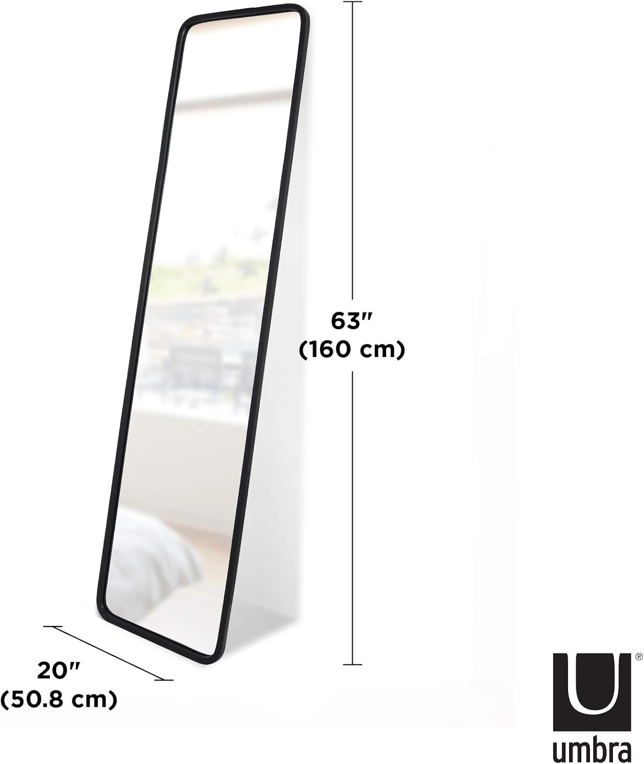 Umbra Hub Arched Floor Length Mirror with Rubber Frame, Leaning or Wall-Mount, Modern Style for Bedroom Bathroom - Image 3