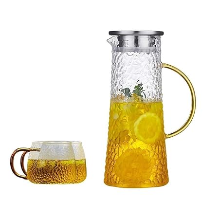 BB&ONE jarra de cristal de 1,4 litros, botella de agua de cristal ...