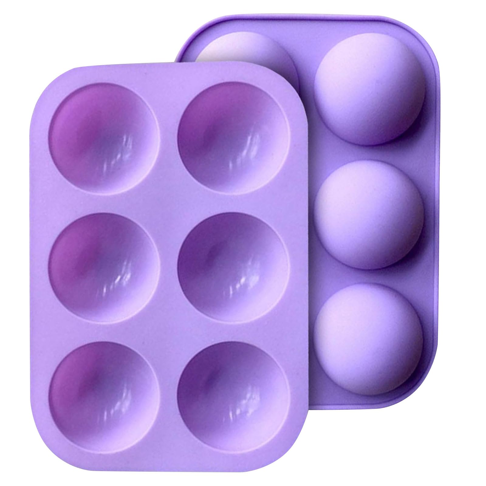 Semi Sphere Chocolate Molds 6 Cavity Silicone for Baking Dome Cake Mousse Desserts - 2 Packs Purple