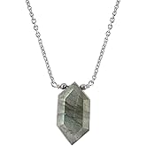 SUNSHINEGEMS Natural Labradorite fancy Hexagon Shape Necklace Polished Gemstone Healing Crystals Gift for Her Birthday Gemstone Jewelry 18 inch Weight 10 carat Stone Size Approx 10 MM (Labradorite)