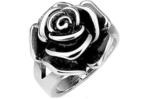 blue palm jewelry Full Bloom Single Rose Cast Band Ring Stainless Steel Band Ring R650