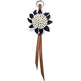 LRTJ Cute Flowers Keychain for Women,Leather Bag Charms for Handbag,Designer Purse Charms for Tote Bag