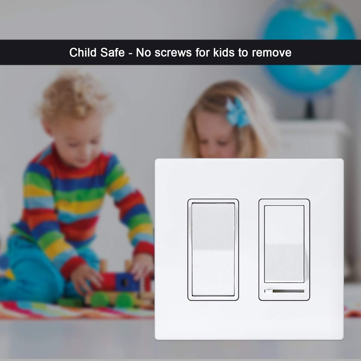 [5 Pack] BESTTEN 2-Gang Screwless Wall Plate, USWP6 Snow White Series, Decorator Outlet Cover, 4.69” x 4.73”, for Light Switch, Dimmer, GFCI, USB Receptacle, UL Listed - - 