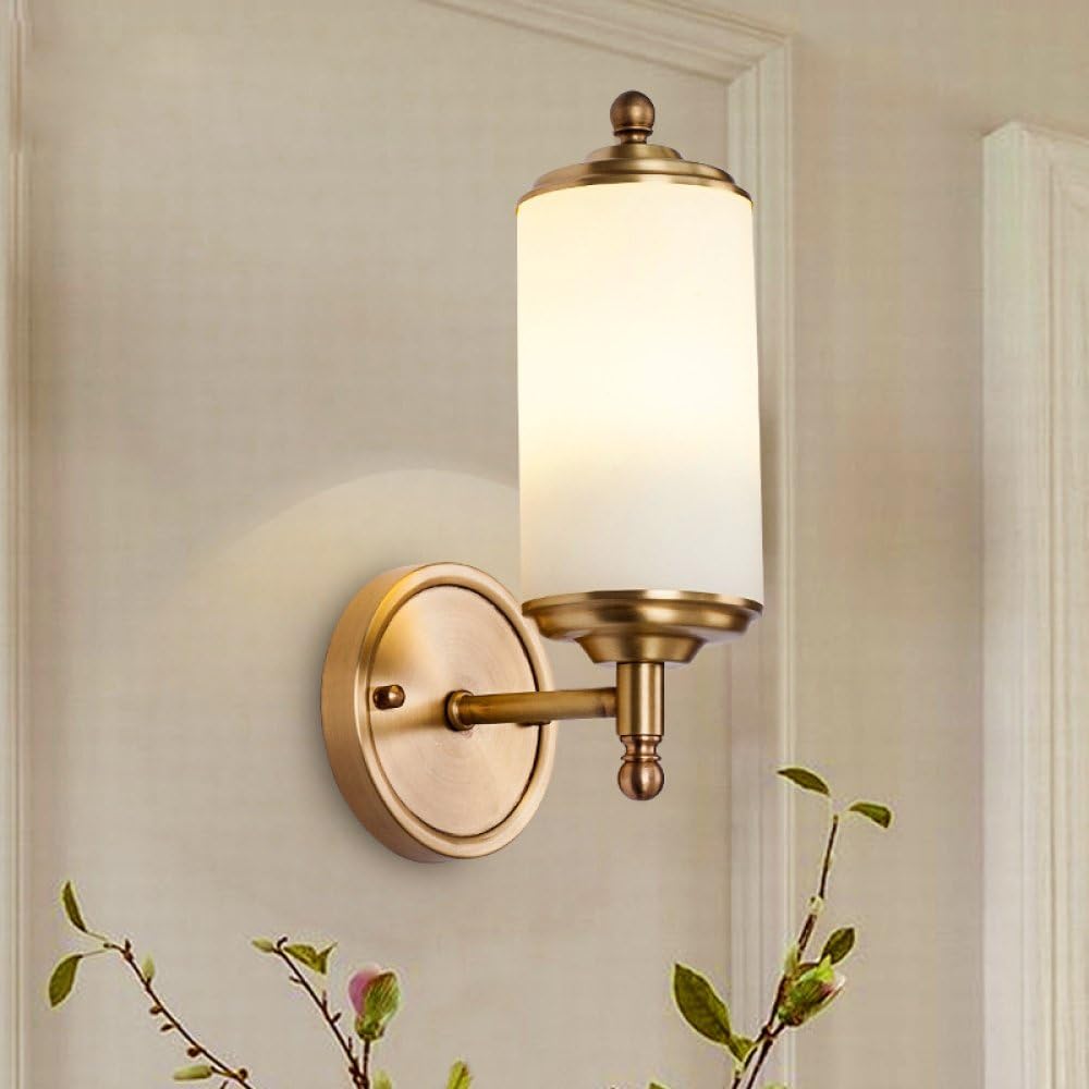 XIN Cobre Europeo Retro Lámpara de Pared Dormitorio Cabecera de Cobre