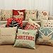 ShellMiMi Merry Christmas Series Cushion Cover Santa Claus Christmas Tree Christmas Gifts And Snowman Printing Throw Pillow Pillowcase Cover (Elk Gift)