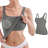 V FOR CITY Women's Tank Top with Built in Bras Adjustable Wide Strap Padded Camisole Summer Cami Shirts