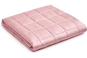 YnM Bamboo Weighted Blanket — 100% Natural Viscose Derived from Bamboo Oeko-Tex Certified Material (Pink, 60"x80" 15lbs), Suit for One Person(~140lb) Use on Queen/King Bed