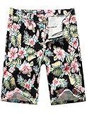 SSLR Men's Mid Rise Flat Front Casual Aloha Hawaiian Short