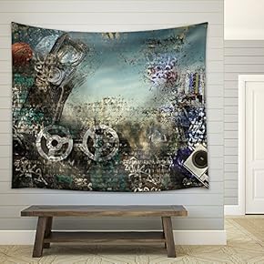 Modern Background in The Style of Hip-Hop and Grunge - Fabric Wall Tapestry Home Decor - 51x60 inches