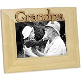 Isaac Jacobs Natural Wood Sentiments Grandpa Picture Frame, 4x6 inch, Photo Gift for Grandfather, Papa, Family, Display on Tabletop, Desk (Natural, 4x6)
