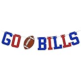 Bills Mafia Banner - Go Bills Banner, Footballs Game Day Decor, Bills Football Game Day Party Decorations Red Blue Glitter