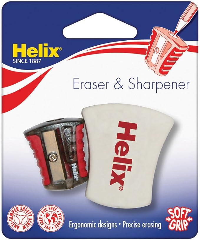 Helix Ergo Eraser and Sharpener (Assorted Colours) Amazon.co.uk