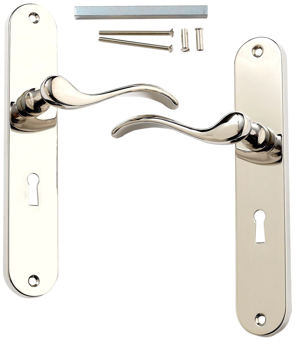 Merriway BH01282 Langham Lock Handle Polished Nickel 220mm -1 Pcs