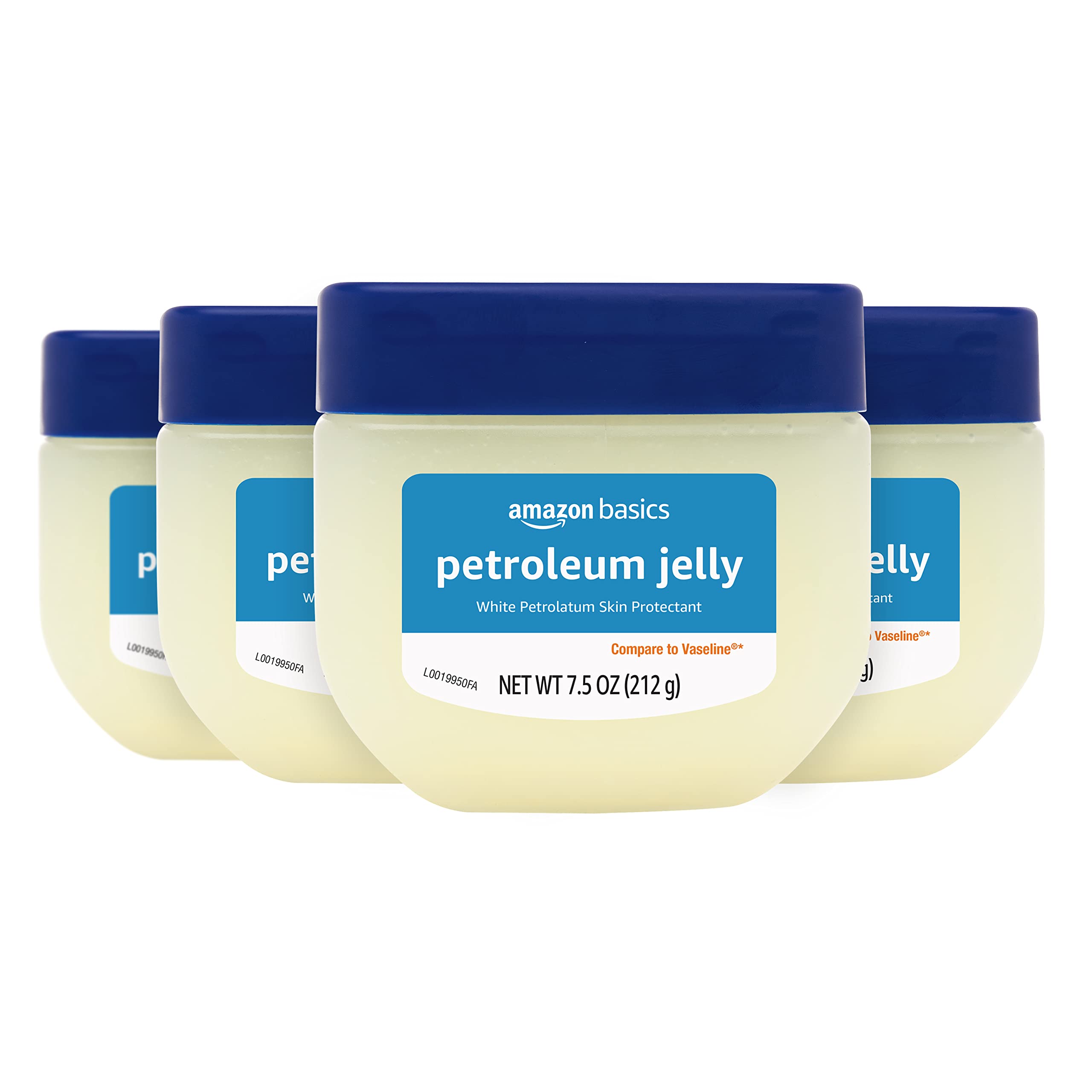 Photo 1 of Amazon Basics Petroleum Jelly White Petrolatum Skin Protectant, Unscented, 7.5 oz, 4-Pack, (Previously Solimo)