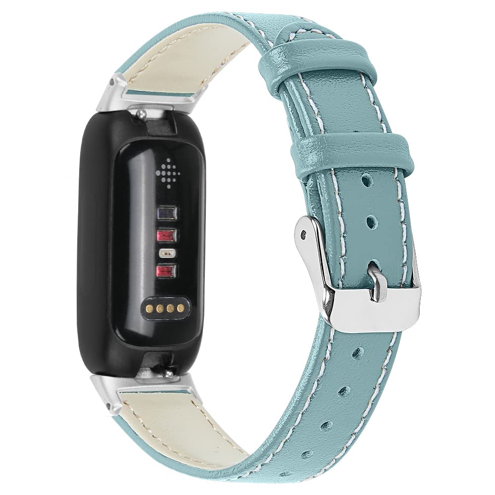 AISPORTS Compatible with Fitbit Inspire 3 Strap Leather for Women Men, Soft Breathable Sport Wristband Metal Classic Buckle Clasp Bracelet Replacement Strap for Fitbit Inspire 3 Activity Tracker